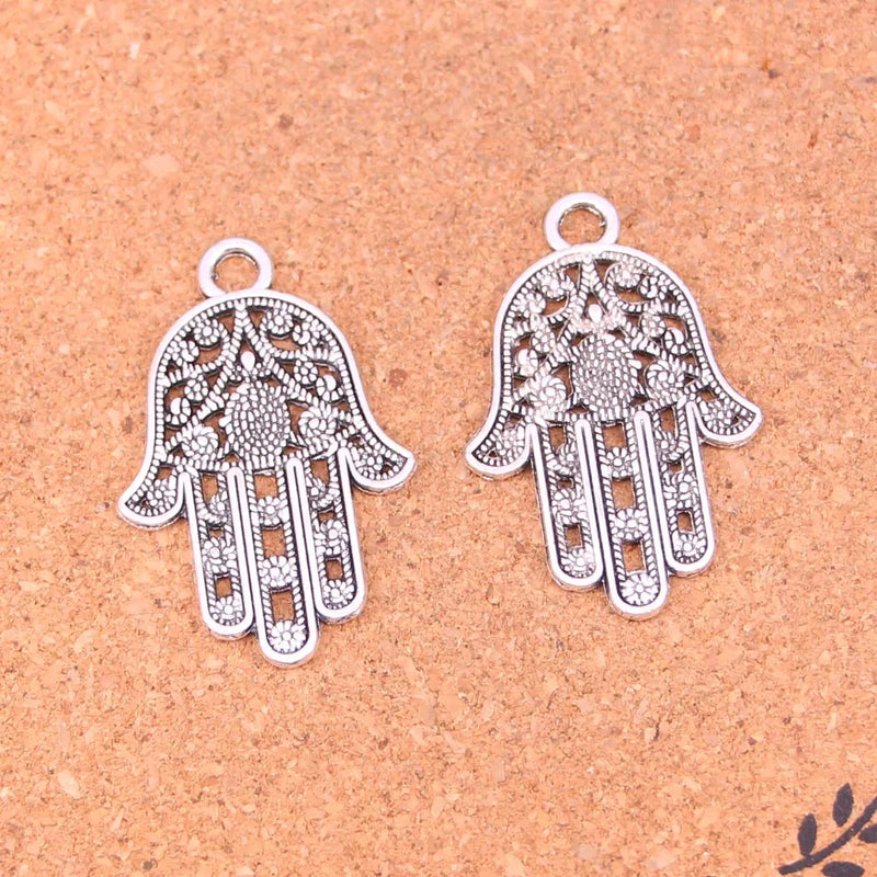 31Pcs Silver Plated Hamsa Palm Hand Protection Charms 42*28mm