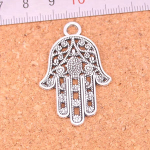 31Pcs Silver Plated Hamsa Palm Hand Protection Charms 42*28mm