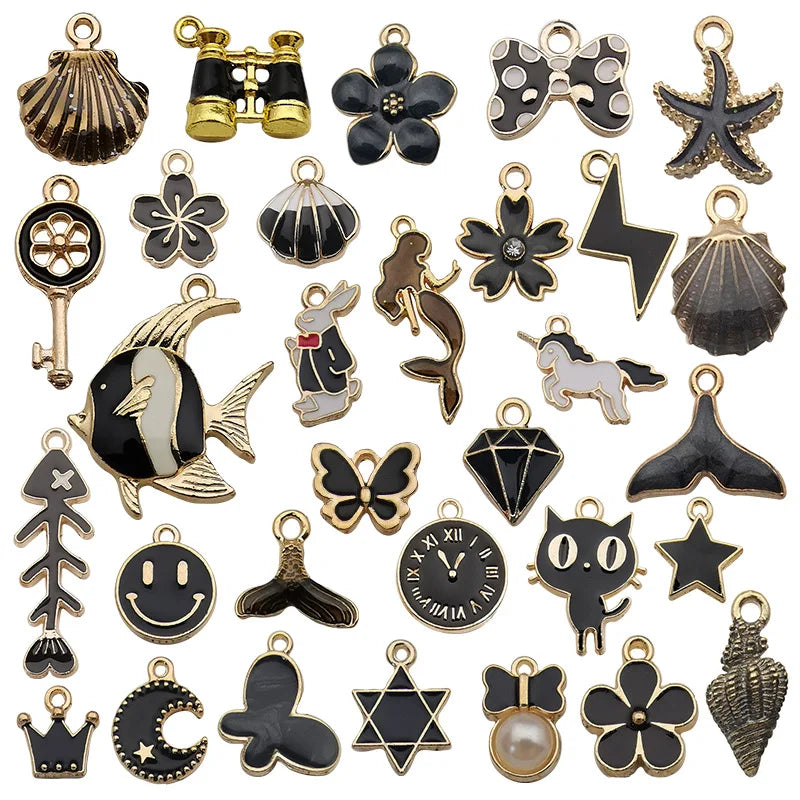 31Pcs Mixed Alloy Enamel Charms Pendant for Women Diy Earring Necklace