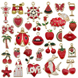 31Pcs Mixed Alloy Enamel Charms Pendant for Women Diy Earring Necklace