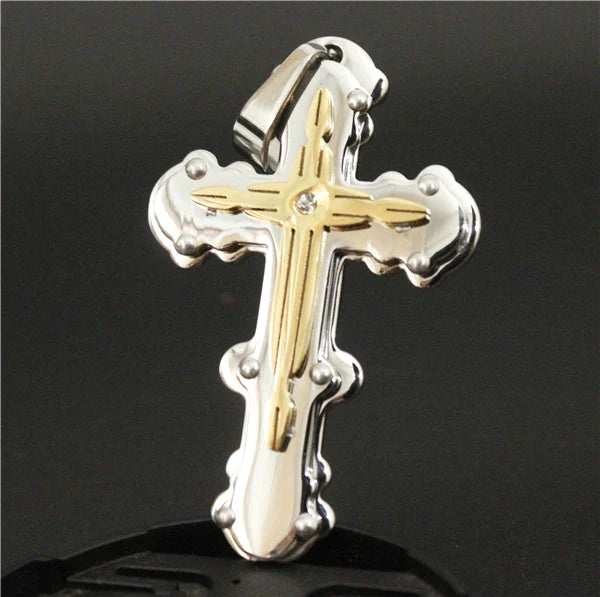 31g Golden Plated Jesus Cross Pendant with Top Crystal Stone