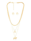 3 Layers Horse & Horseshoe Embellished Necklace & Earring Set