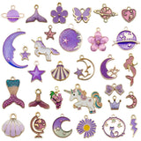 31pcs Mix Animals Flowers Unicorn Enamel Charms for DIY Bracelets Necklace
