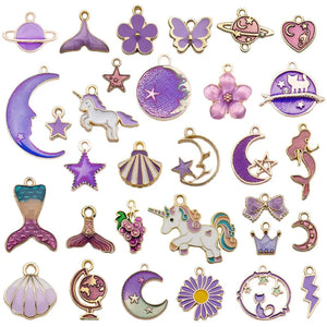 31pcs Mix Animals Flowers Unicorn Enamel Charms for DIY Bracelets Necklace