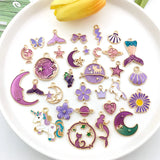 31pcs Mix Animals Flowers Unicorn Enamel Charms for DIY Bracelets Necklace