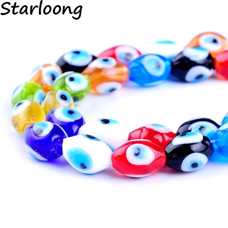 31pcs Evil Eye Beads Strand Lampwork Glass Beads DIY Bracelet Necklace