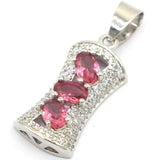Pink Tourmaline Green Peridot Silver Pendant