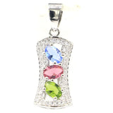 Pink Tourmaline Green Peridot Silver Pendant
