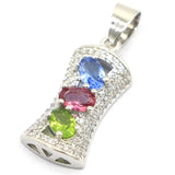 Pink Tourmaline Green Peridot Silver Pendant