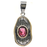Neo-Gothic Vintage Silver Pendant with Sapphire Pink Tourmaline