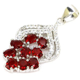 Lovely Pink Kunzite Red Ruby Aquamarine CZ 925 Silver Pendant