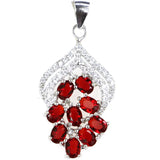 Lovely Pink Kunzite Red Ruby Aquamarine CZ 925 Silver Pendant
