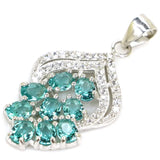 Lovely Pink Kunzite Red Ruby Aquamarine CZ 925 Silver Pendant