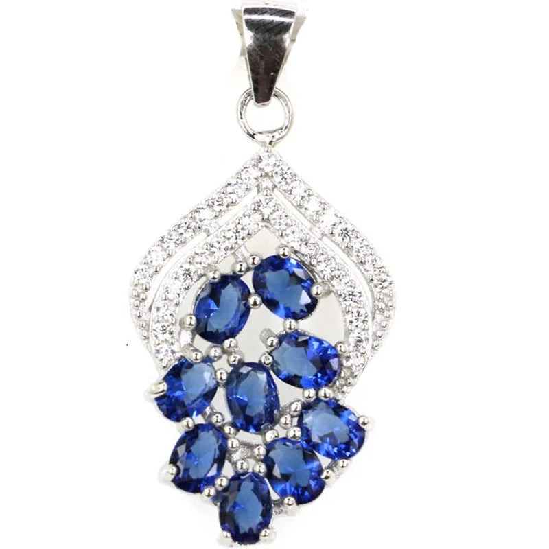 2.1g Real Sapphire Pink Tourmaline Citrine Tanzanite 925 Sterling Silver Pendant