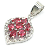 Lovely Pink Rhodolite Garnet Aquamarine CZ Silver Pendant