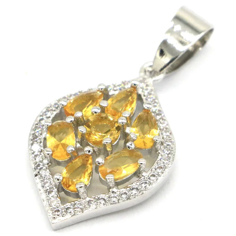 Pink Tourmaline Golden Citrine Violet Tanzanite CZ Silver Pendant