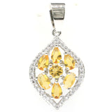 Pink Tourmaline Golden Citrine Violet Tanzanite CZ Silver Pendant