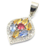 Pink Tourmaline Golden Citrine Violet Tanzanite CZ Silver Pendant