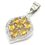 Pink Tourmaline Golden Citrine Violet Tanzanite CZ Silver Pendant
