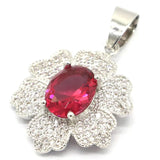 Stunning Pink Rhodolite Garnet CZ Silver Pendant
