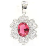 Stunning Pink Rhodolite Garnet CZ Silver Pendant