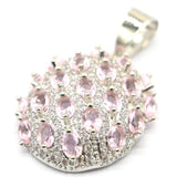 Lovely Green Peridot Pink Kunzite CZ Silver Pendant