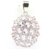 Lovely Green Peridot Pink Kunzite CZ Silver Pendant