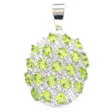 Lovely Green Peridot Pink Kunzite CZ Silver Pendant