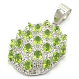 Lovely Green Peridot Pink Kunzite CZ Silver Pendant