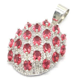 Pink Rhodolite Garnet CZ Silver Pendant 4.8g