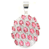 Pink Rhodolite Garnet CZ Silver Pendant 4.8g