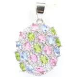 Green Peridot Tanzanite CZ Silver Pendant Daily Wear