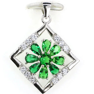 Green Peridot Emerald Pendant 925 Sterling Silver Gift For Sister