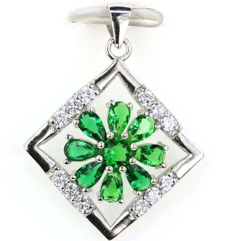 Green Peridot Emerald Pendant 925 Sterling Silver Gift For Sister