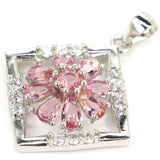 Golden Citrine Pink Morganite CZ 925 Silver Pendant