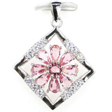 Golden Citrine Pink Morganite CZ 925 Silver Pendant