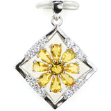 Golden Citrine Pink Morganite CZ 925 Silver Pendant