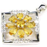 Golden Citrine Pink Morganite CZ 925 Silver Pendant