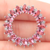 Big European Round Tanzanite Pink Tourmaline CZ Silver Pendant
