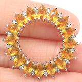 Golden Citrine CZ Women Wedding 925 Silver Pendant