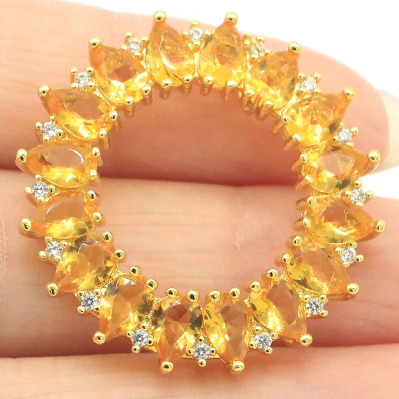Golden Citrine CZ Silver Pendant for Men - Daily Wear
