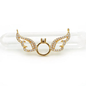 Micro Pave CZ Wings & Ring Charm for Necklaces