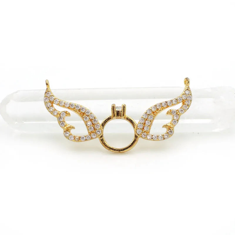 Micro Pave CZ Wings & Ring Charm for Necklaces