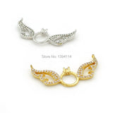 Micro Pave CZ Wings & Ring Charm for Necklaces