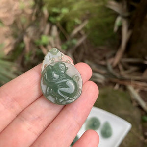 Burma Jade Monkey Necklace Pendant Myanmar Green Jade Jewelry