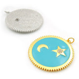 Micro Pave Clear CZ Zigzag Crescent & Star Charm for Necklaces