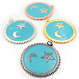Micro Pave Clear CZ Zigzag Crescent & Star Charm for Necklaces