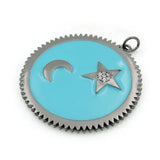 Micro Pave Clear CZ Zigzag Crescent & Star Charm for Necklaces
