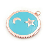 Micro Pave Clear CZ Zigzag Crescent & Star Charm for Necklaces