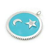 Micro Pave Clear CZ Zigzag Crescent & Star Charm for Necklaces